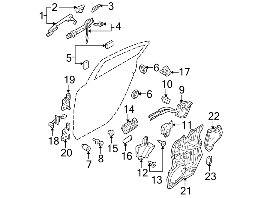 Diagram REAR DOOR. LOCK & HARDWARE. for your 1986 Mazda 626   