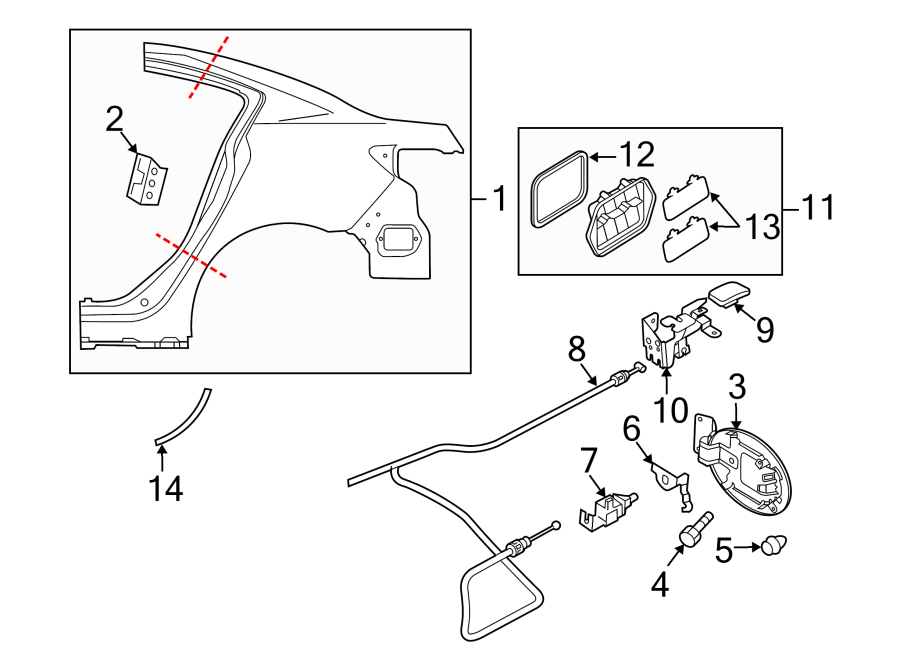 Diagram Rear lamps. Exterior trim. Quarter panel & components. for your Mazda 3  