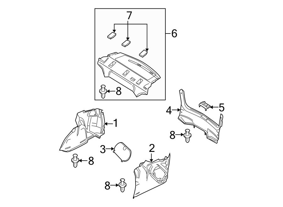 Diagram REAR BODY & FLOOR. INTERIOR TRIM. for your 2019 Mazda MX-5 Miata  RF Grand Touring Convertible 