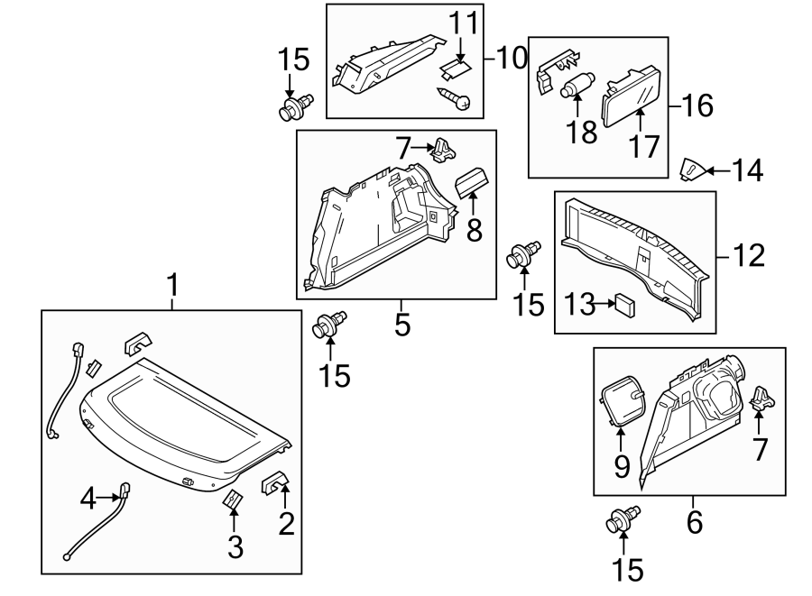 Diagram REAR BODY & FLOOR. INTERIOR TRIM. for your 2021 Mazda MX-5 Miata  Club Convertible 