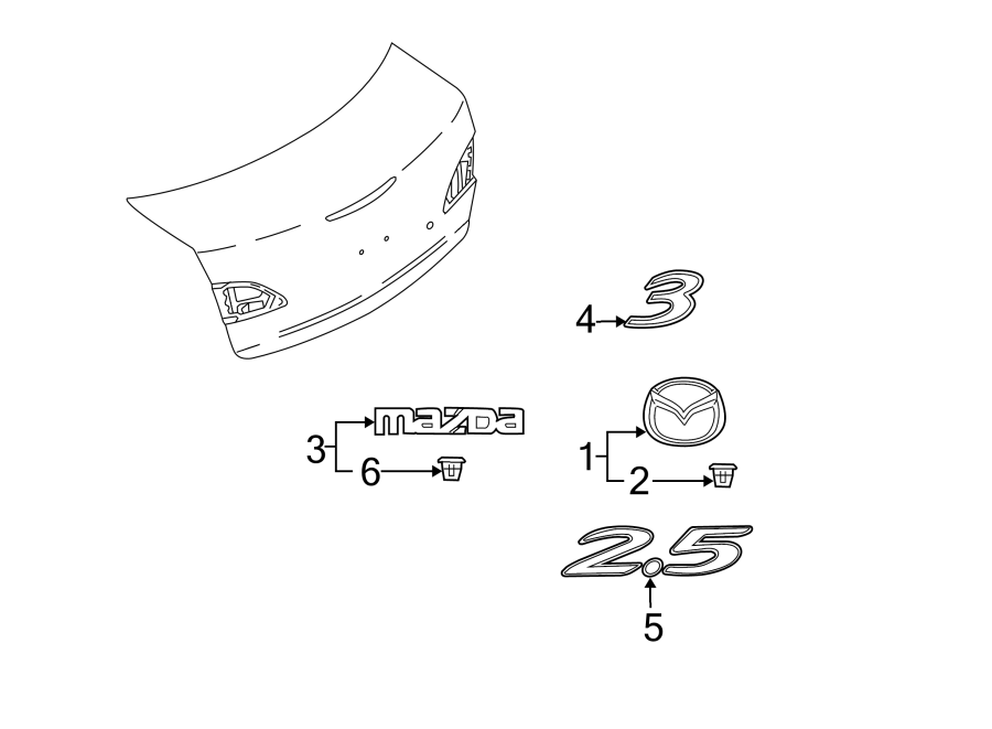 Diagram TRUNK LID. EXTERIOR TRIM. for your 2010 Mazda MX-5 Miata   