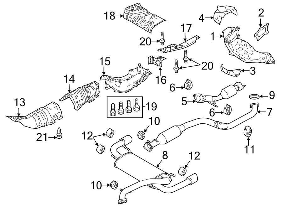 Diagram EXHAUST SYSTEM. EXHAUST COMPONENTS. for your 2011 Mazda CX-7  Touring Sport Utility 