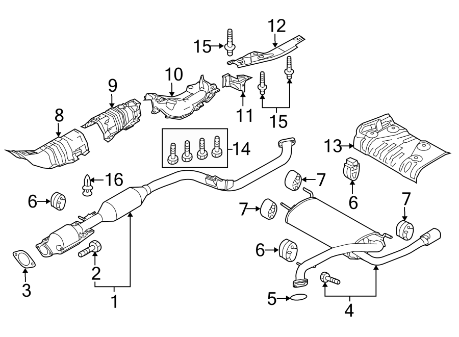 Diagram EXHAUST SYSTEM. EXHAUST COMPONENTS. for your Mazda CX-5  