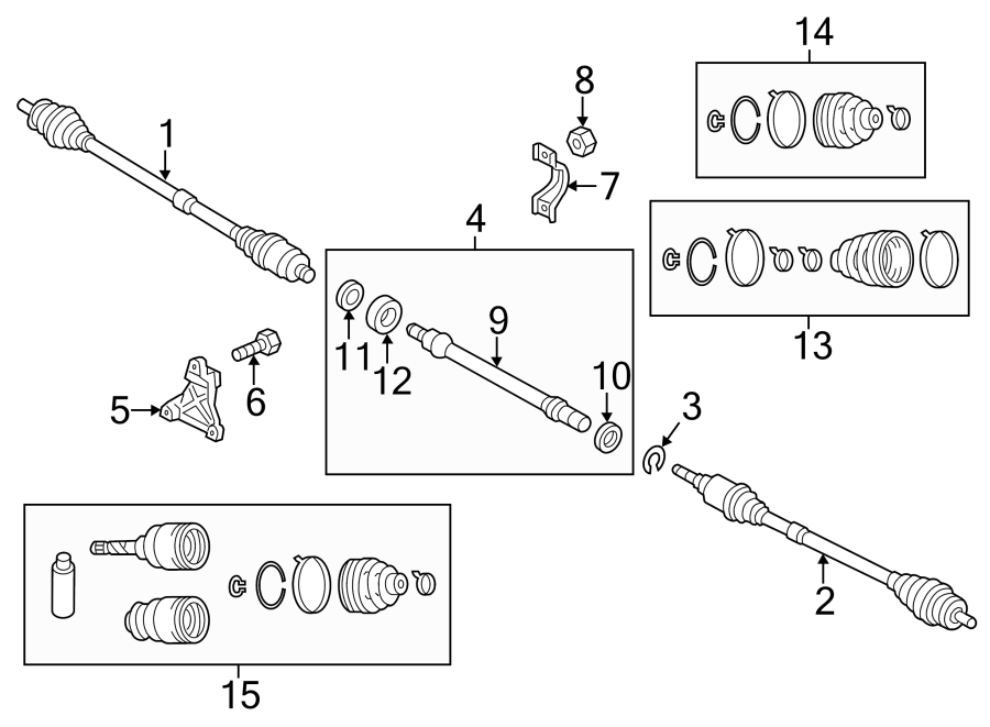 Diagram FRONT SUSPENSION. DRIVE AXLES. for your 2015 Mazda CX-5 2.0L SKYACTIV M/T AWD Sport Sport Utility 