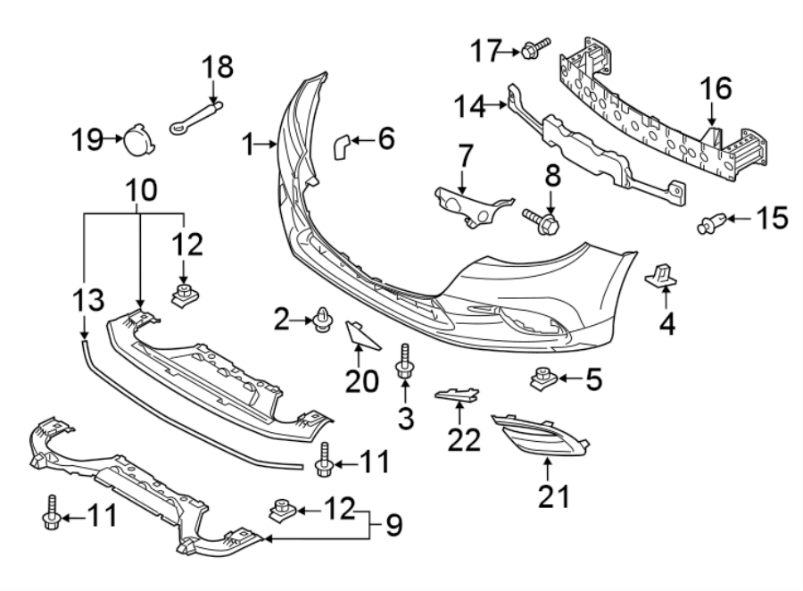 Diagram FRONT BUMPER. BUMPER & COMPONENTS. for your 2009 Mazda MX-5 Miata  Sport Convertible 