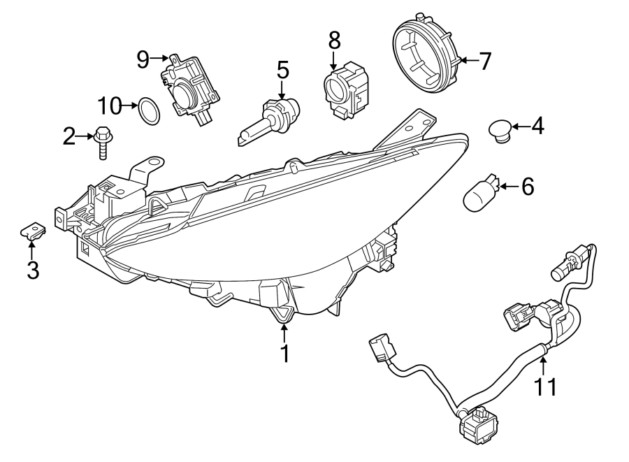 Diagram FRONT LAMPS. HEADLAMP COMPONENTS. for your 2001 Mazda B2300   