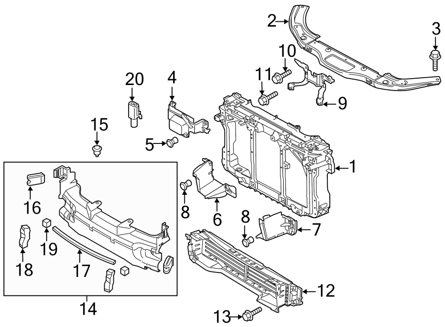 Diagram RADIATOR SUPPORT. for your Mazda 3  