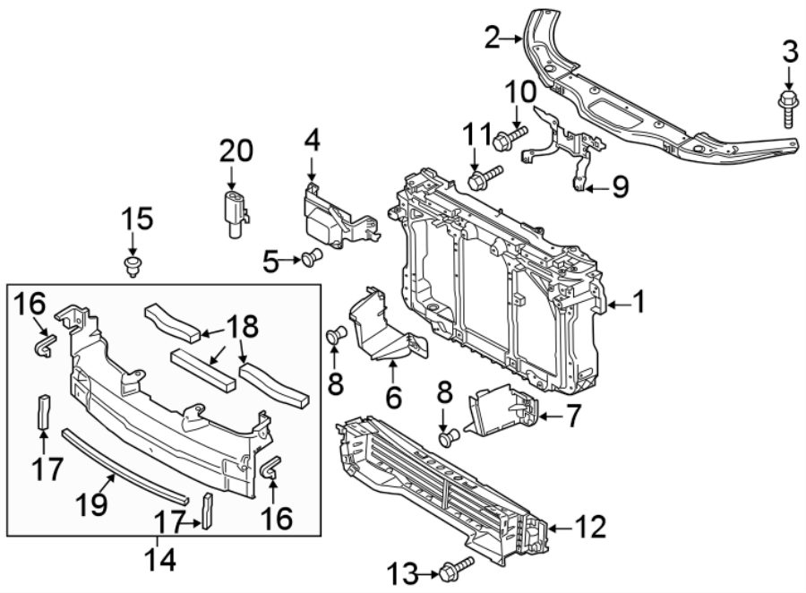 Diagram RADIATOR SUPPORT. for your 2021 Mazda CX-5 2.5L SKYACTIV A/T AWD Grand Touring Reserve Sport Utility 