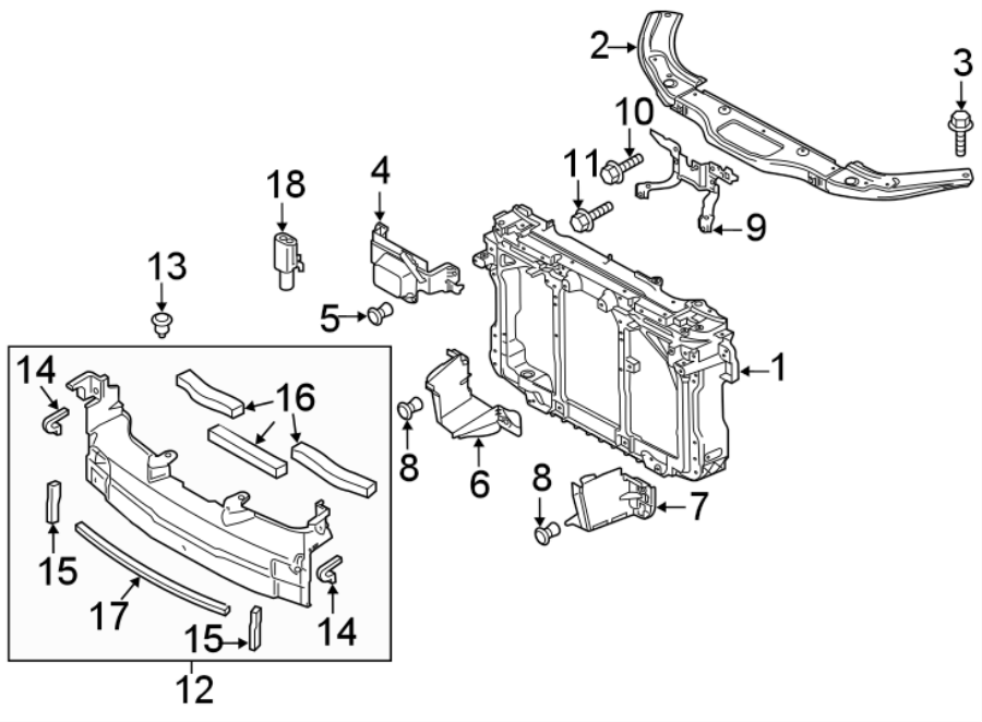 Diagram RADIATOR SUPPORT. for your Mazda 3  