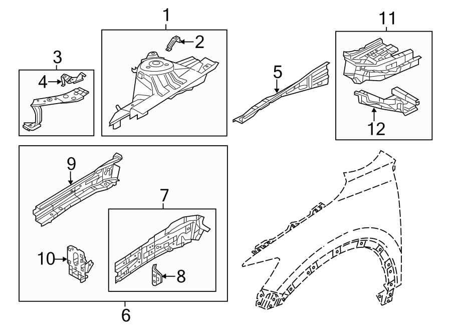 Diagram FENDER. STRUCTURAL COMPONENTS & RAILS. for your 2015 Mazda MX-5 Miata   