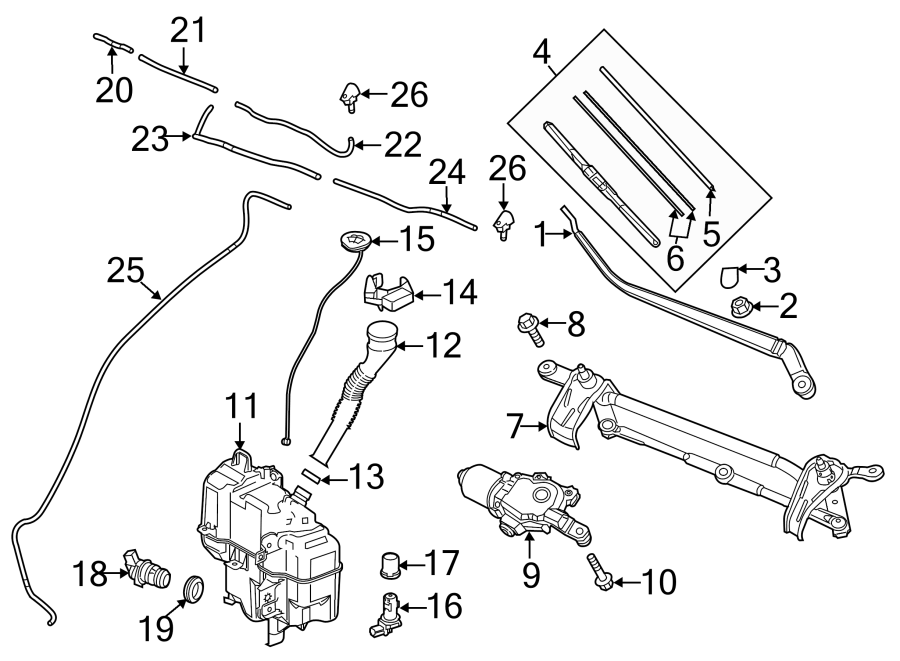 Diagram WINDSHIELD. WIPER & WASHER COMPONENTS. for your Mazda CX-5  