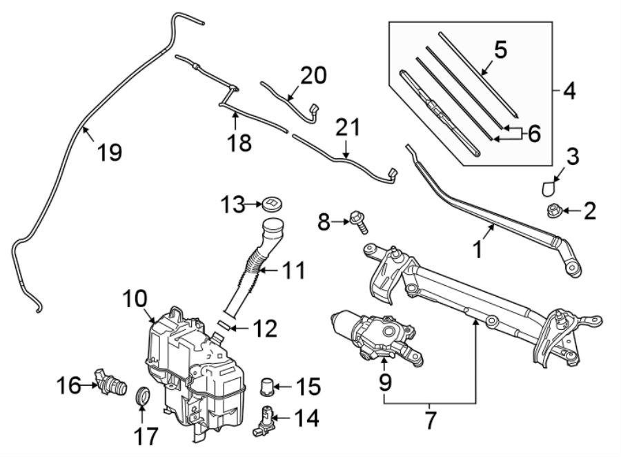 Diagram WINDSHIELD. WIPER & WASHER COMPONENTS. for your Mazda 3  