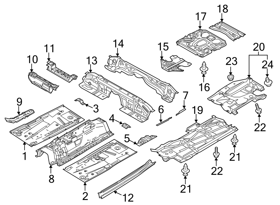 Diagram PILLARS. ROCKER & FLOOR. FLOOR & RAILS. for your 2010 Mazda CX-9   