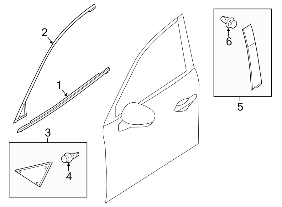 Diagram FRONT DOOR. EXTERIOR TRIM. for your 2019 Mazda CX-5   