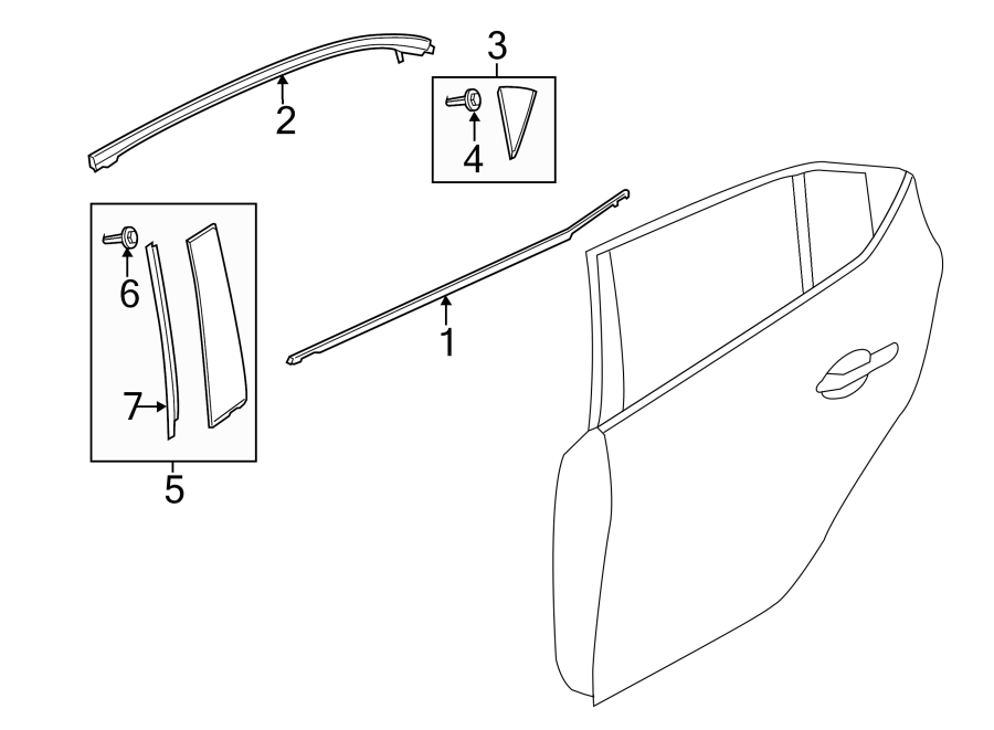 Diagram REAR DOOR. EXTERIOR TRIM. for your 2021 Mazda CX-5   