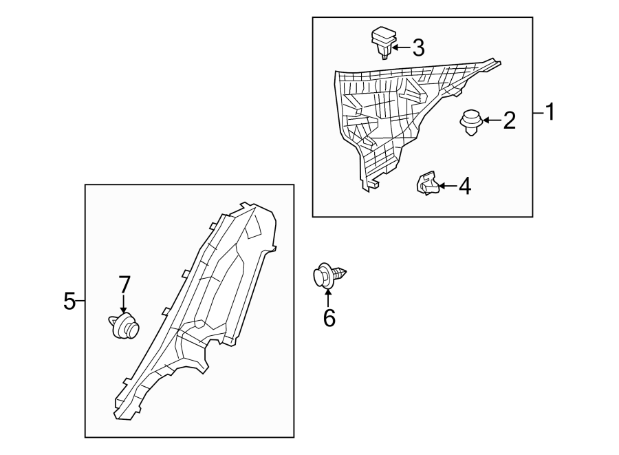 Diagram QUARTER PANEL. INTERIOR TRIM. for your Mazda 3  