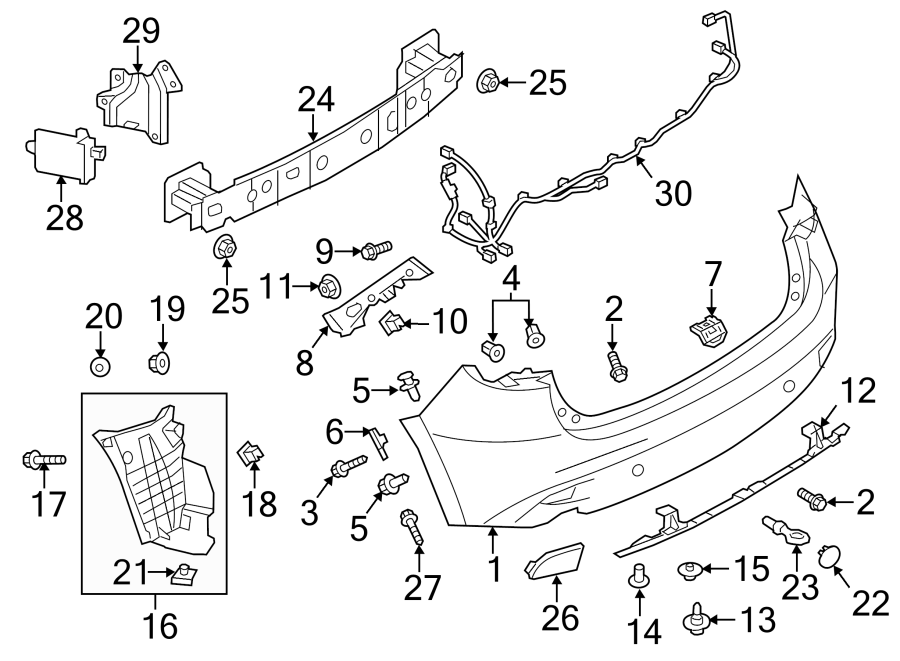 Diagram REAR BUMPER. BUMPER & COMPONENTS. for your 2021 Mazda CX-5 2.5L SKYACTIV A/T AWD Carbon Edition Sport Utility 