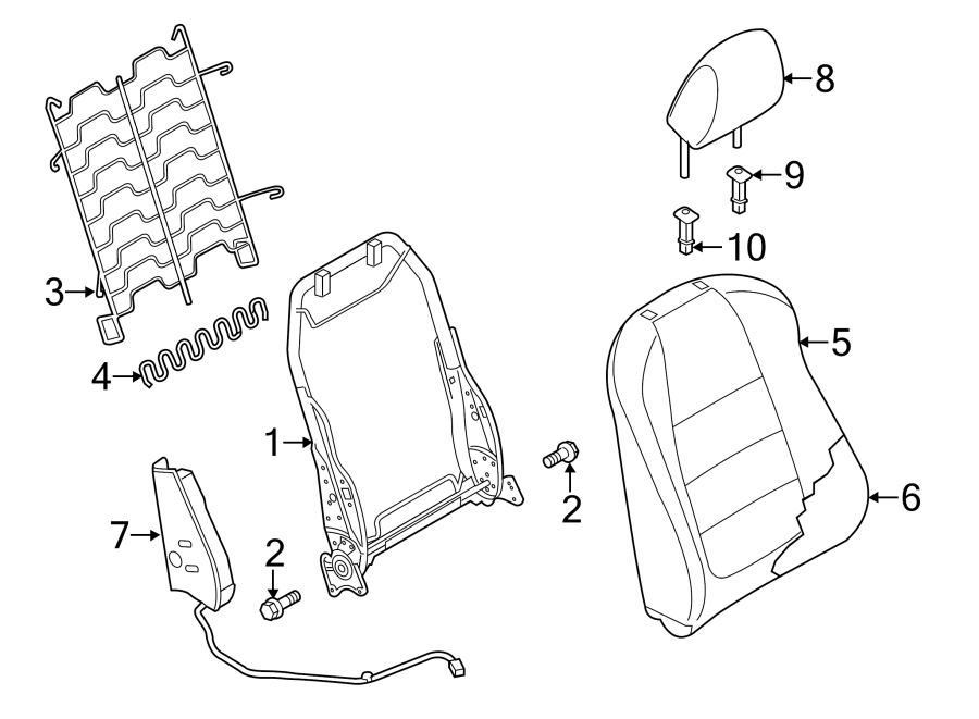 Diagram SEATS & TRACKS. PASSENGER SEAT COMPONENTS. for your Mazda