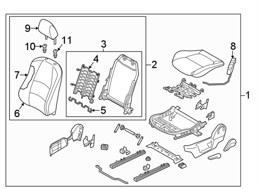 Diagram SEATS & TRACKS. DRIVER SEAT COMPONENTS. for your 2022 Mazda CX-5 2.5L SKYACTIV A/T AWD 2.5 S Carbon Edition Sport Utility 