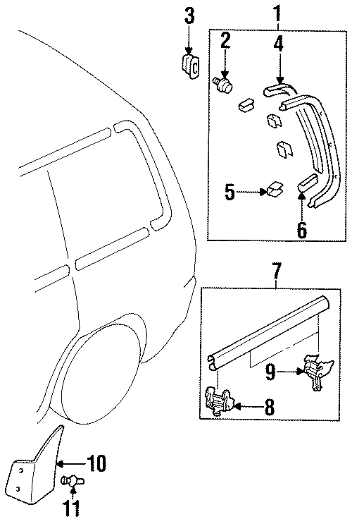 Mazda MPV Belt Weatherstrip fastener. MOULDING FAST - LA0150636A ...