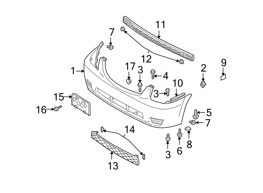 Diagram FRONT BUMPER. BUMPER & COMPONENTS. for your 2013 Mazda MX-5 Miata 2.0L A/T Club Convertible 