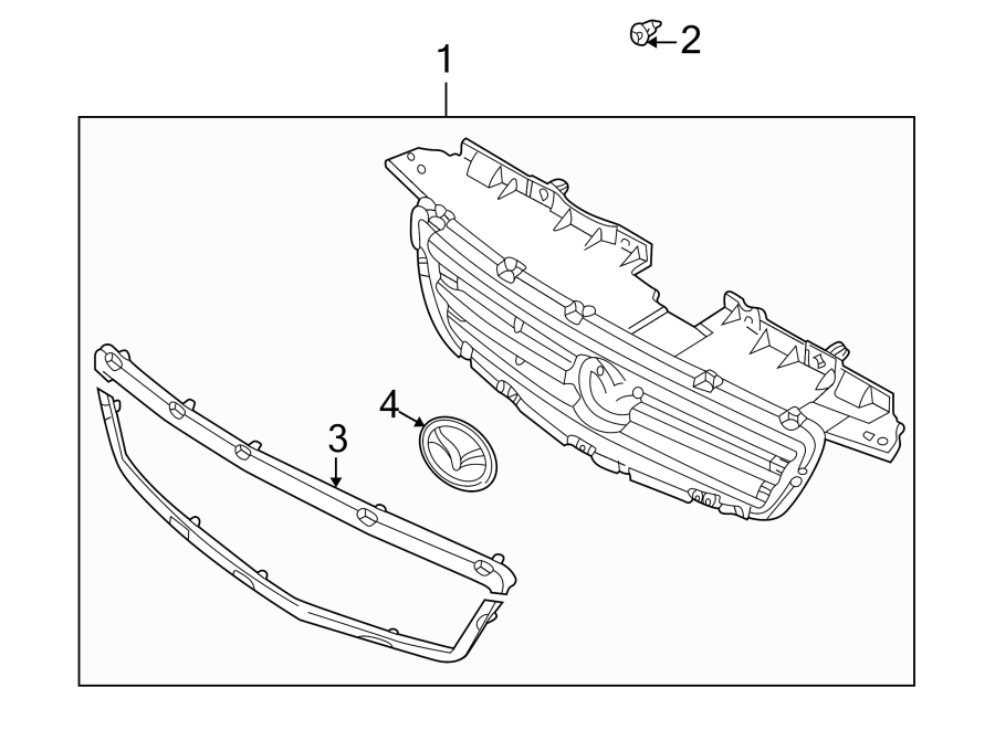 Diagram GRILLE & COMPONENTS. for your 2018 Mazda CX-5 2.5L SKYACTIV A/T FWD Grand Touring Sport Utility 