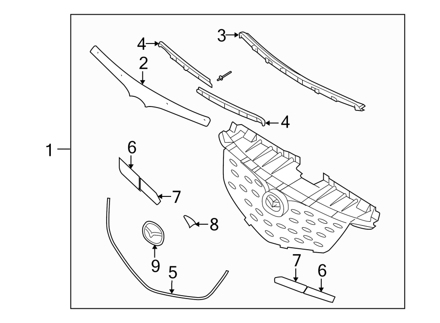 Diagram GRILLE & COMPONENTS. for your 2006 Mazda MX-5 Miata   