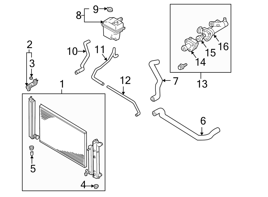 Diagram RADIATOR & COMPONENTS. for your Mazda