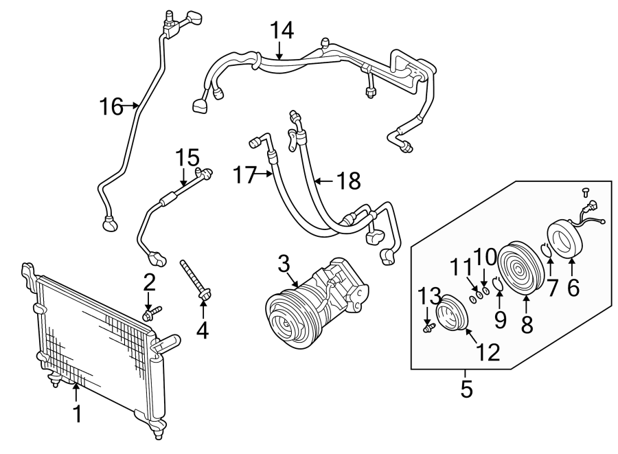 Diagram AIR CONDITIONER & HEATER. COMPRESSOR & LINES. CONDENSER. for your 2019 Mazda MX-5 Miata   