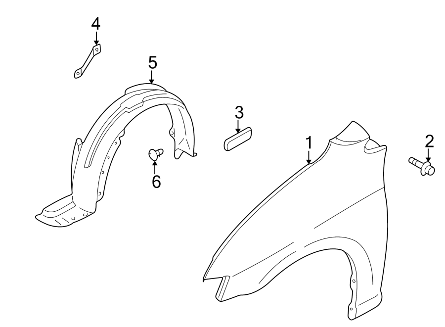 Diagram FENDER & COMPONENTS. for your 2006 Mazda MX-5 Miata 2.0L M/T Sport Convertible 