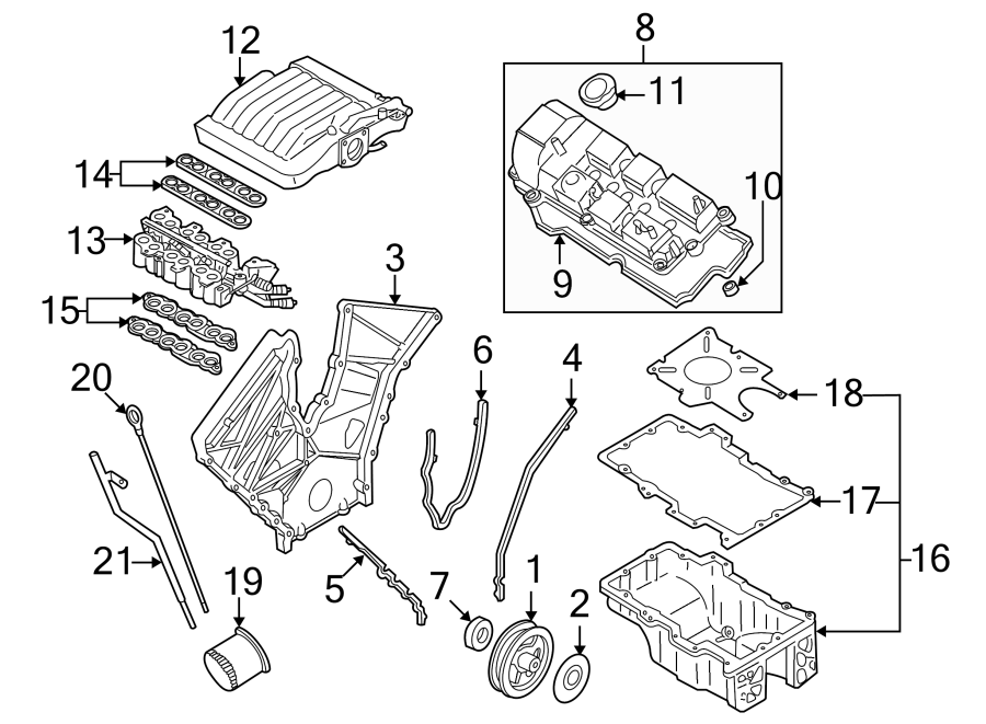 Diagram ENGINE / TRANSAXLE. ENGINE PARTS. for your 1992 Mazda MX-3   