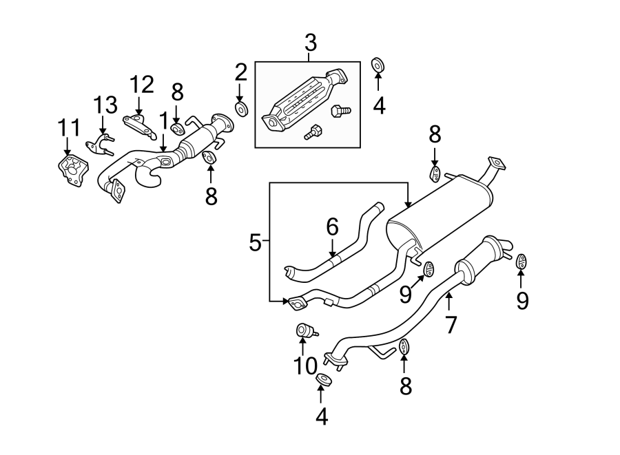 Diagram EXHAUST SYSTEM. EXHAUST COMPONENTS. for your Mazda