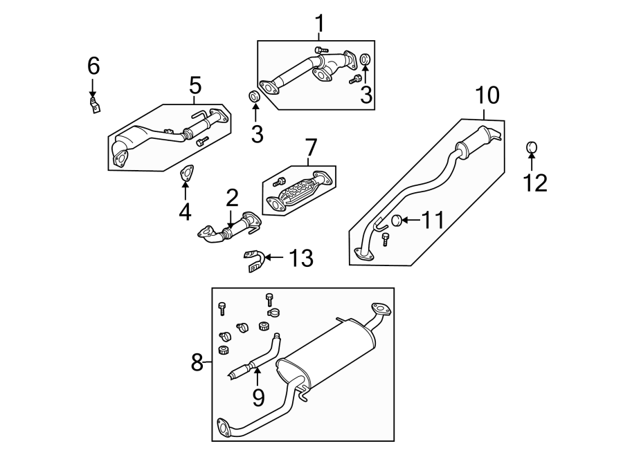 Diagram EXHAUST SYSTEM. EXHAUST COMPONENTS. for your 2005 Mazda 6   