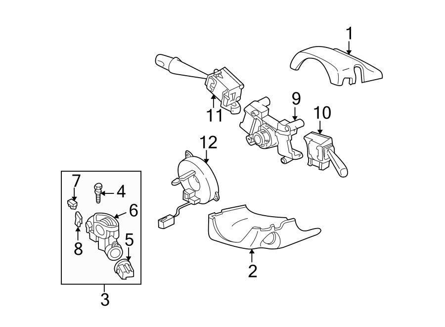 Diagram STEERING COLUMN. HOUSING & COMPONENTS. for your 2021 Mazda MX-5 Miata  Club Convertible 