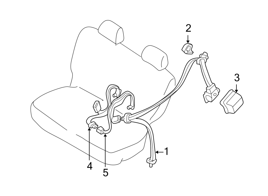 Diagram RESTRAINT SYSTEMS. REAR SEAT BELTS. for your Mazda MPV  