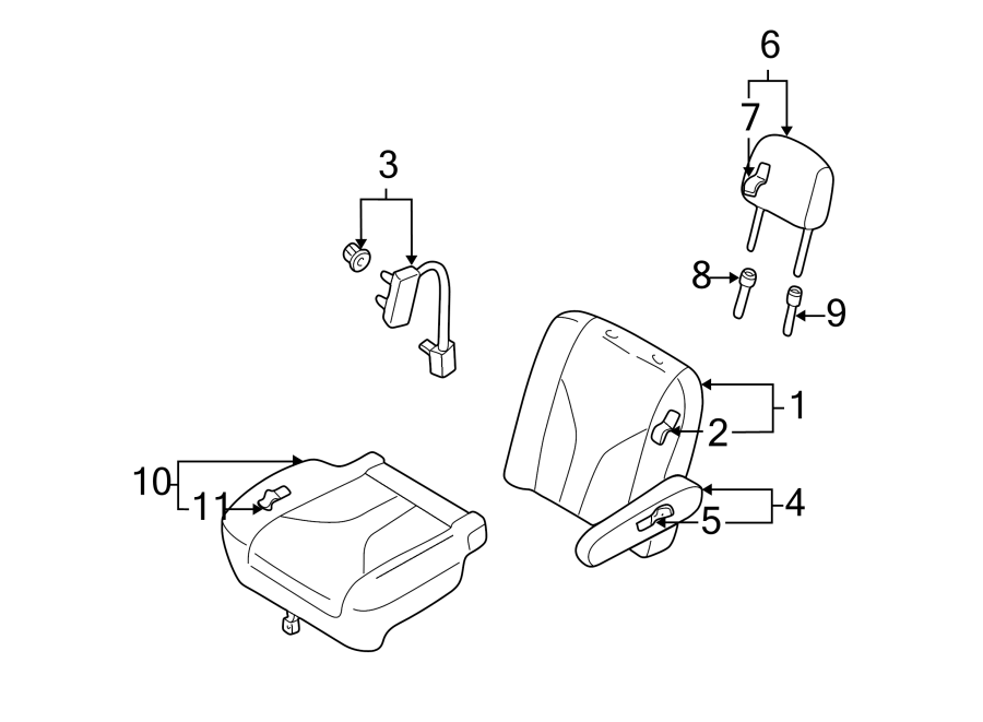 Diagram SEATS & TRACKS. FRONT SEAT COMPONENTS. for your 2021 Mazda CX-3   