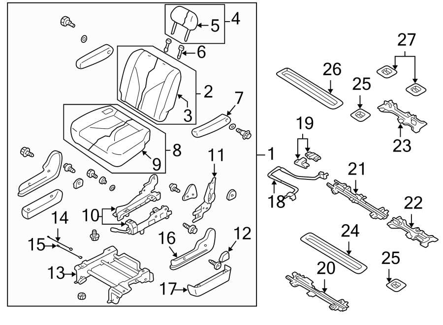 Diagram SEATS & TRACKS. REAR SEAT COMPONENTS. for your 2020 Mazda 3  Select Sedan 