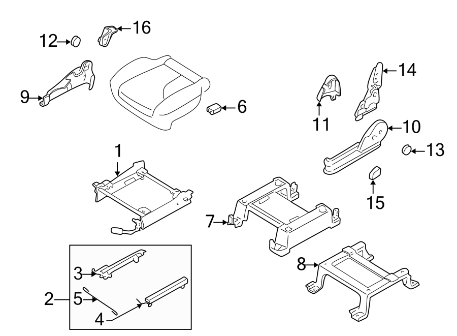 Diagram SEATS & TRACKS. TRACKS & COMPONENTS. for your 2006 Mazda MX-5 Miata  Base Convertible 