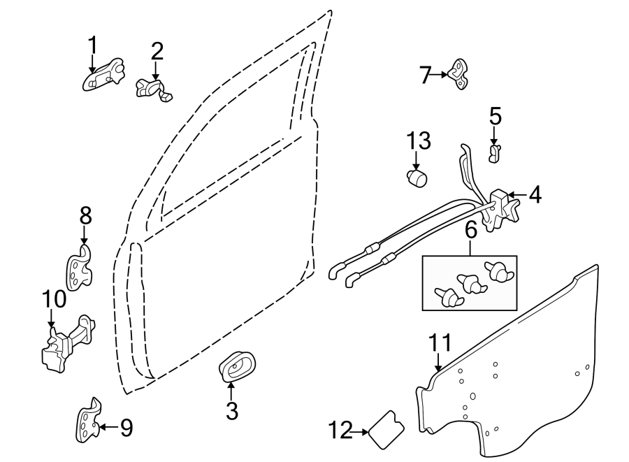 Diagram FRONT DOOR. LOCK & HARDWARE. for your 1988 Mazda 626   