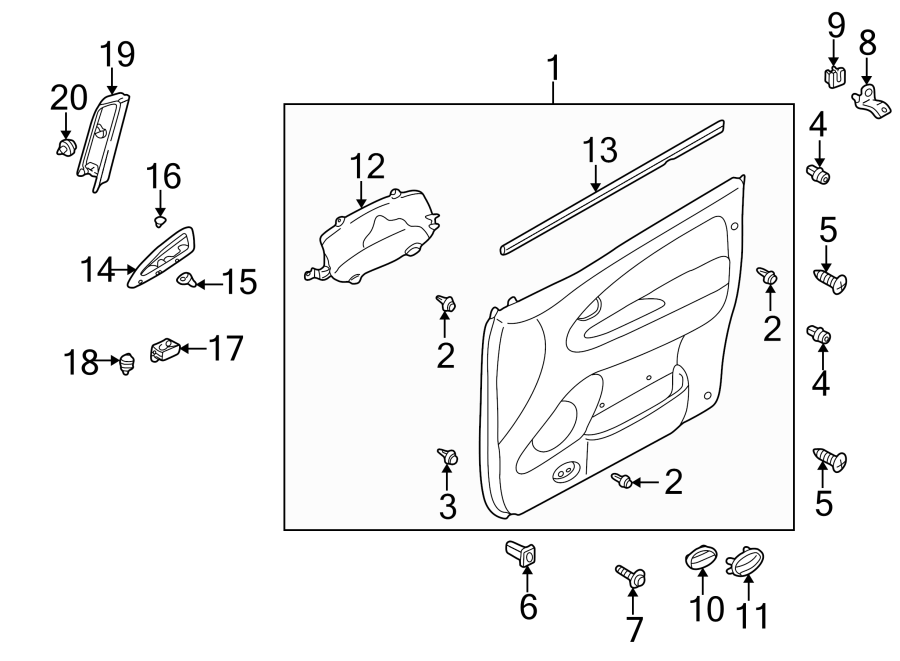 Diagram FRONT DOOR. INTERIOR TRIM. for your 2022 Mazda CX-5 2.5L SKYACTIV A/T AWD 2.5 S Carbon Edition Sport Utility 