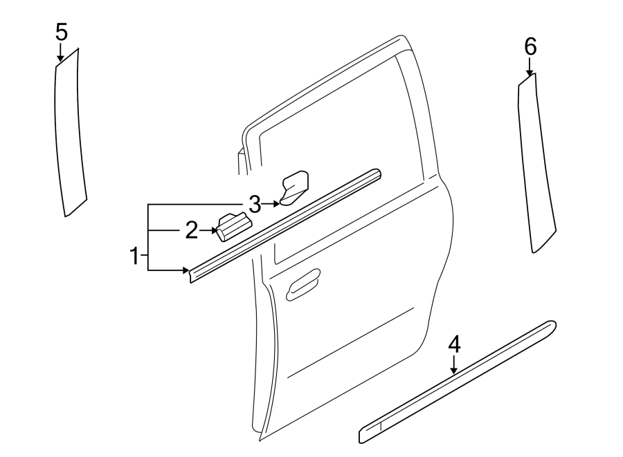 Diagram SIDE LOADING DOOR. EXTERIOR TRIM. for your 1999 Mazda MIATA   