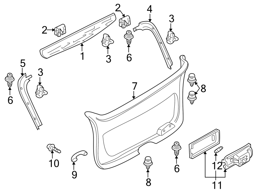 Diagram LIFT GATE. INTERIOR TRIM. for your 2023 Mazda MX-5 Miata 2.0L SKYACTIV A/T RF Grand Touring Convertible 