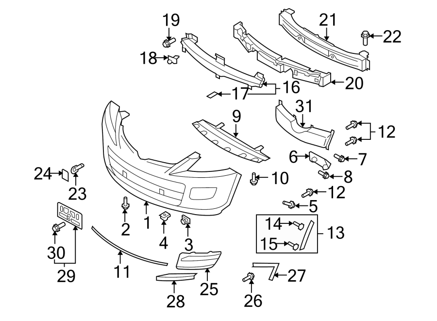 Diagram FRONT BUMPER. BUMPER & COMPONENTS. for your 2018 Mazda MX-5 Miata   