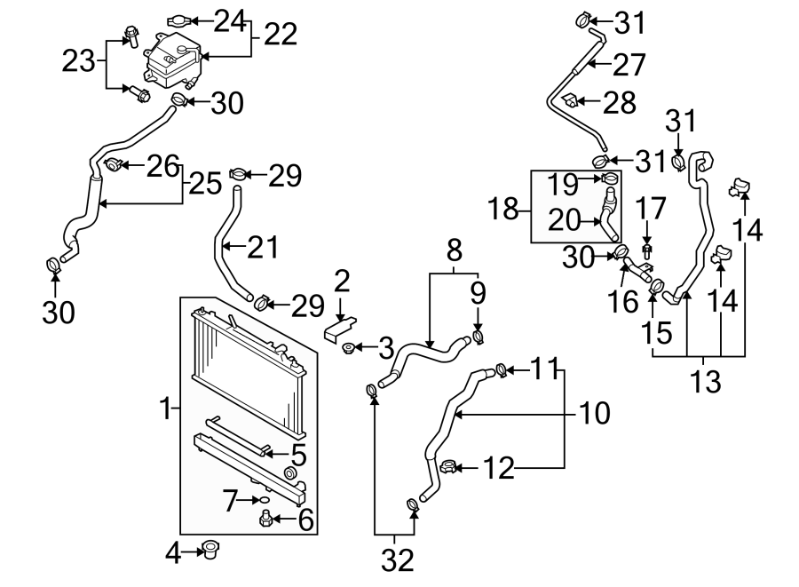 Diagram RADIATOR & COMPONENTS. for your 2021 Mazda CX-5 2.5L SKYACTIV A/T AWD Carbon Edition Sport Utility 