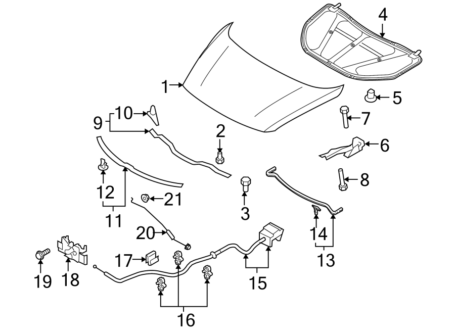 Diagram HOOD & COMPONENTS. for your 2015 Mazda MX-5 Miata   