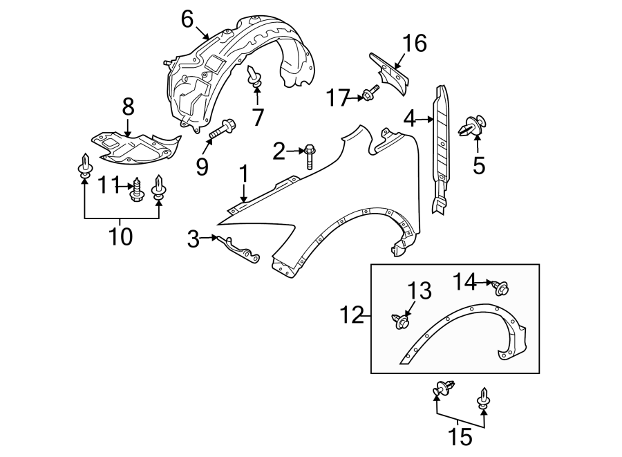 Diagram EXTERIOR TRIM. FENDER & COMPONENTS. for your 2023 Mazda CX-5  2.5 S Sport Utility 