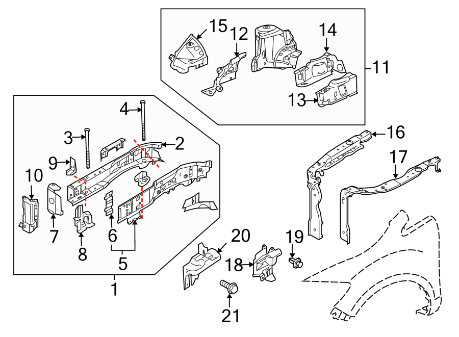 Diagram FENDER. STRUCTURAL COMPONENTS & RAILS. for your 2015 Mazda MX-5 Miata   