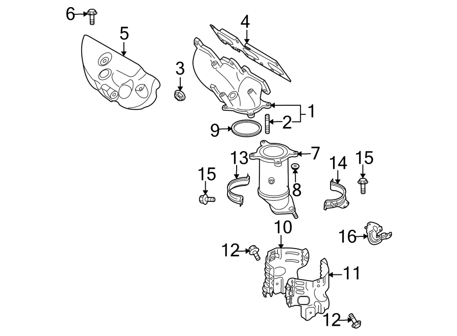 Diagram EXHAUST SYSTEM. MANIFOLD. for your 1998 Mazda B2500   