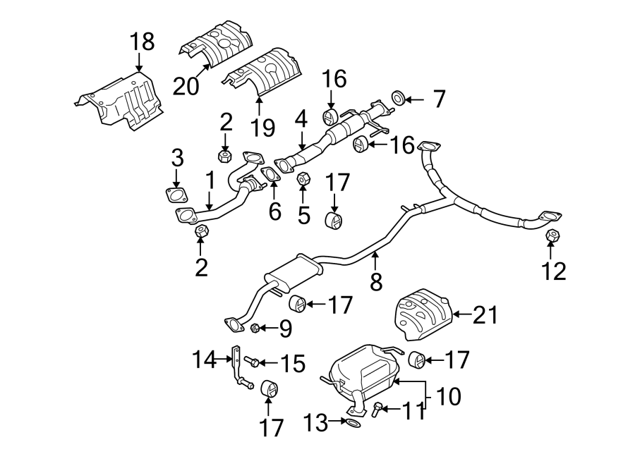 Diagram EXHAUST SYSTEM. EXHAUST COMPONENTS. for your Mazda