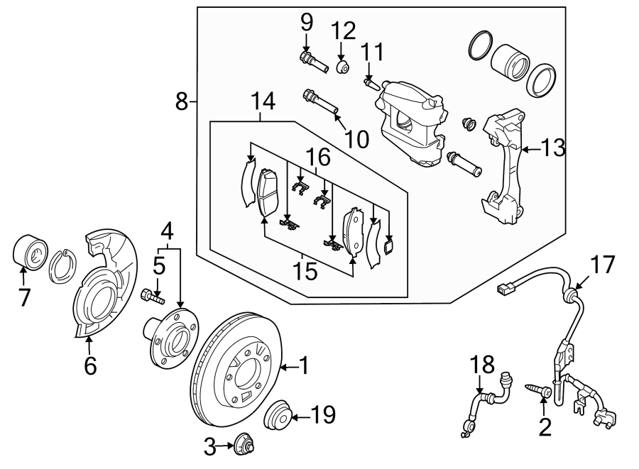 Diagram FRONT SUSPENSION. BRAKE COMPONENTS. for your 2022 Mazda 3  2.0 Sedan 